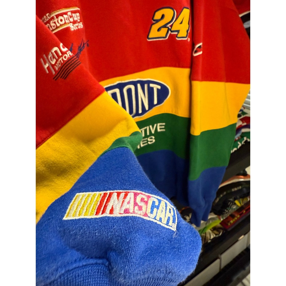 Vintage Chase Authentics NASCAR Jeff Gordon 24 DuPont Sweatshirt XL Colorblock - Picture 5 of 5
